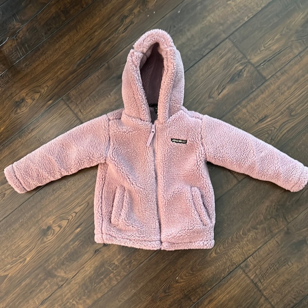 Eddie Bauer lavender Sherpa hooded jacket size 4 XXS
